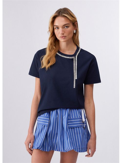 T-shirt oversize con ricami gioiello LIU JO | CA6167JS088/P9583